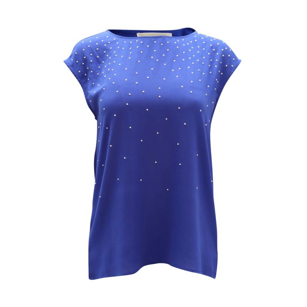 Michael Kors Embellished Sleeveless Blouse in Blue Polyester